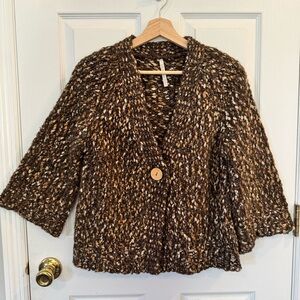 Leo & Nicole Brown Speckled Knit Cardigan